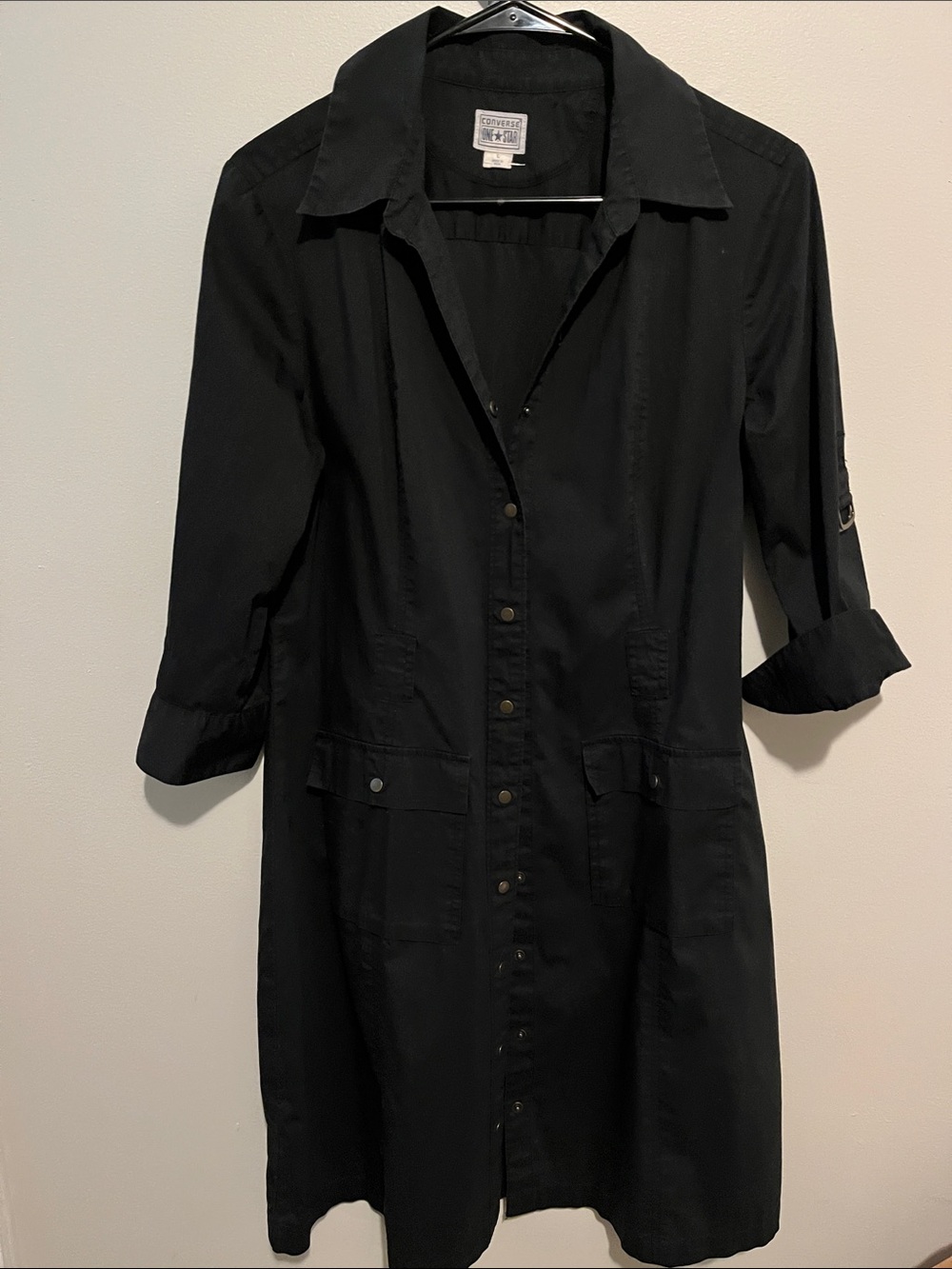Converse One Star Black Midi Shirt Dress Size L